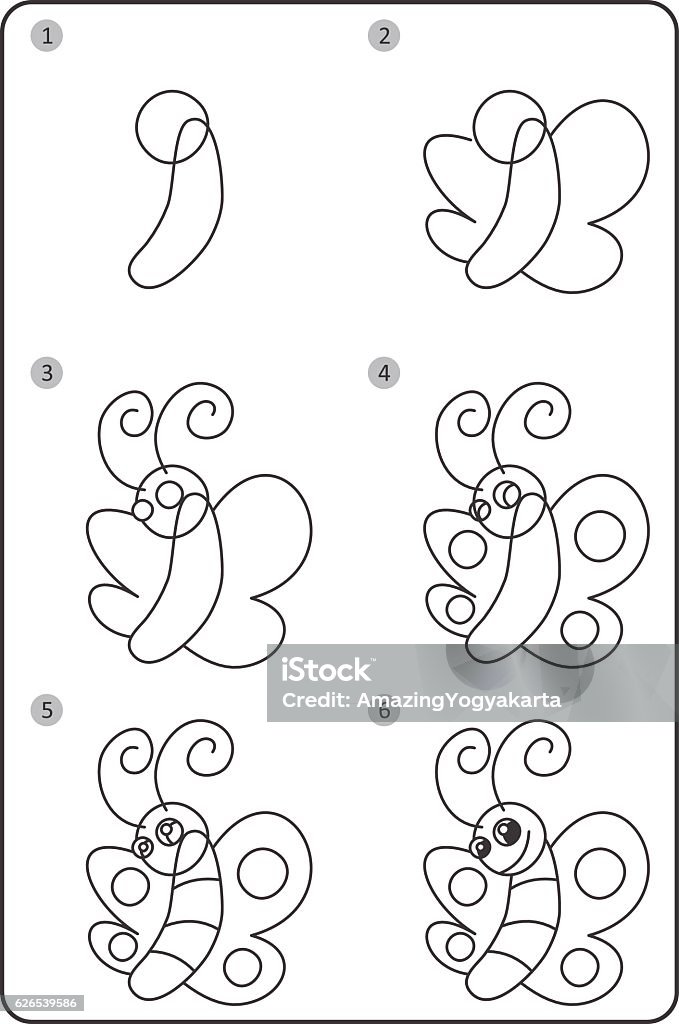 Ilustración de Cómo Dibujar Mariposa Fácil Dibujo Mariposa Para Niños Paso  A Paso y más Vectores Libres de Derechos de Animal - iStock
