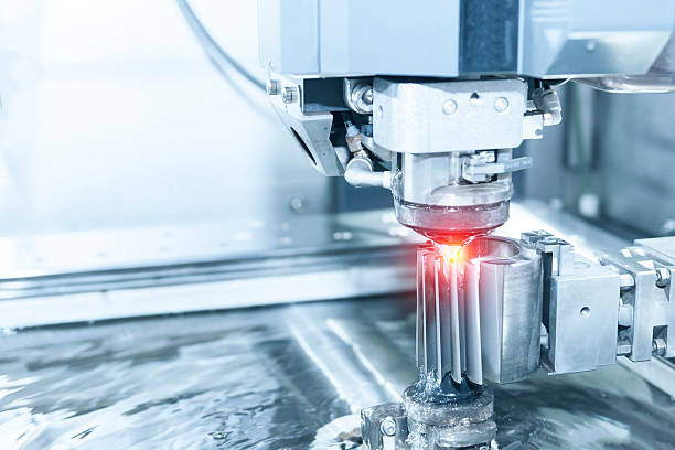 Close-up of the wire - EDM CNC machine