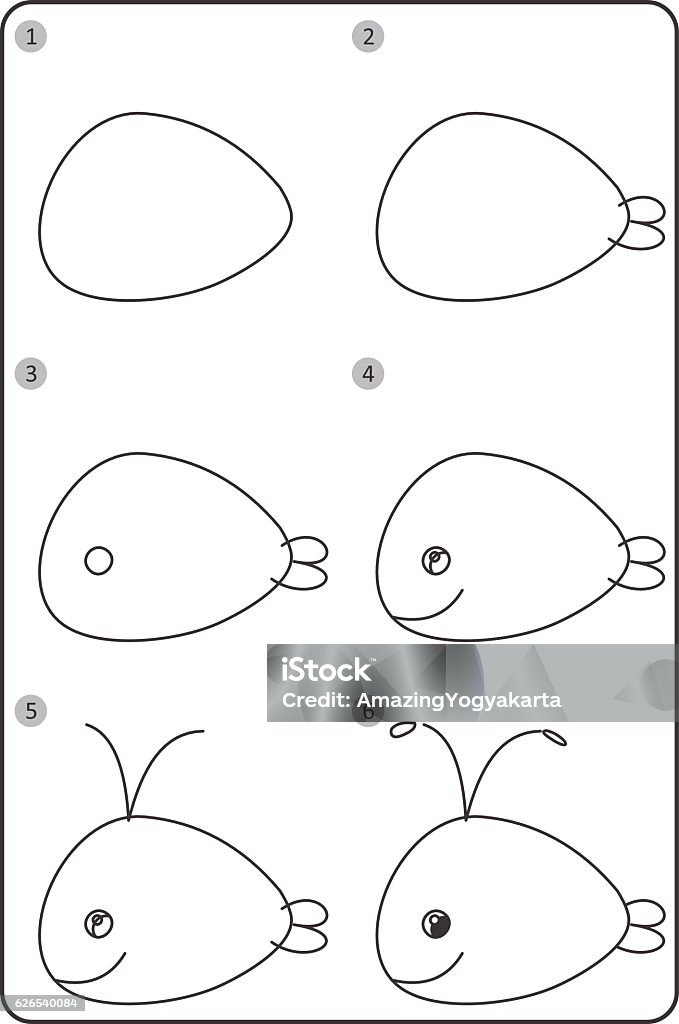 Ilustración de Cómo Dibujar Ballena Fácil Dibujo Ballena Para Los Niños Paso  A Paso y más Vectores Libres de Derechos de Dibujar - iStock