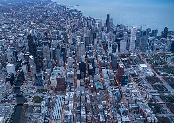 o famoso arranha-céu e estádio de chicago - museum complex the americas north america usa - fotografias e filmes do acervo