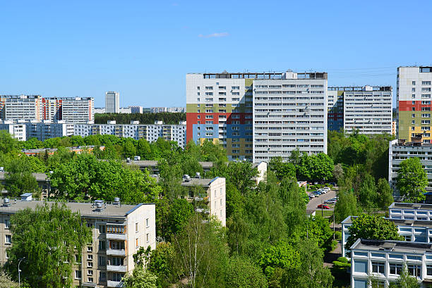 Top view of Zelenograd in summer day, Russia stock photo