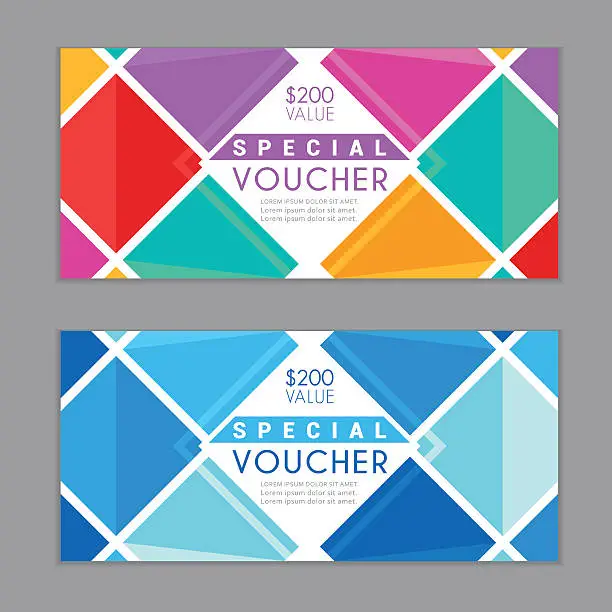 Vector illustration of Gift Vouchers Template. Bleed Size in in proportion 214x99 mm.