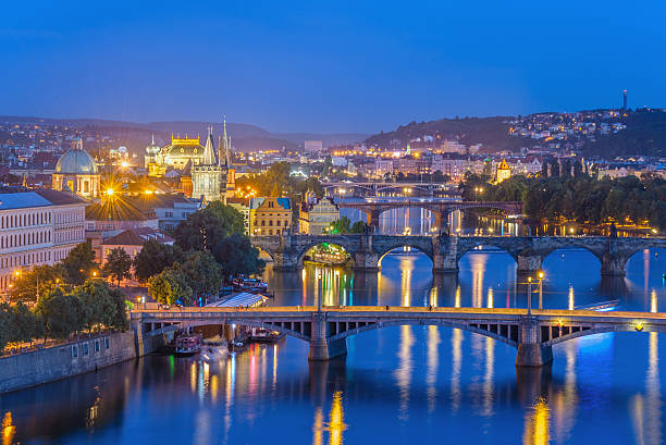 istock Prague city skyline at night 626567192