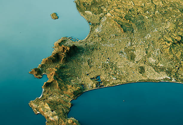 Cape Town 3D Landscape View South-North Natural Color