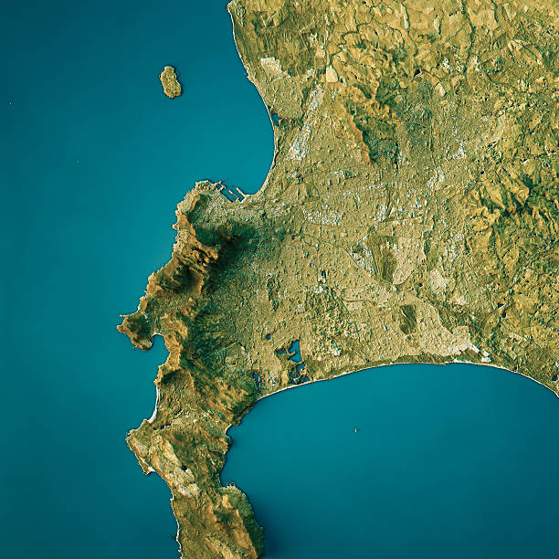 istock Cape Town Topographic Map Natural Color Top View 626567498