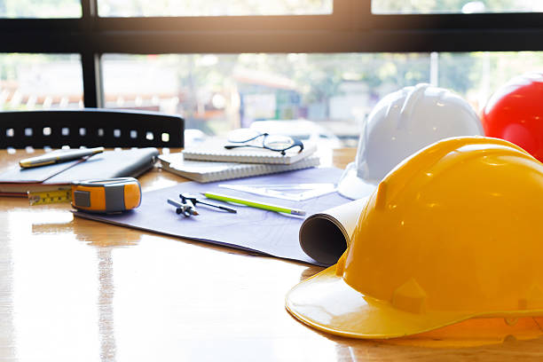 istock Architect concept, Architects working with blueprints in the office 626567790