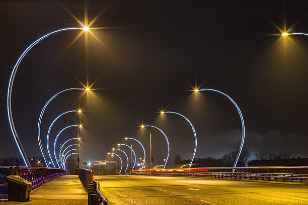 istock Long exposure of car lights on the bridge 626568480