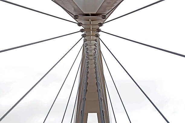 istock Abstract view of bridge support against a blue sky. 626568946