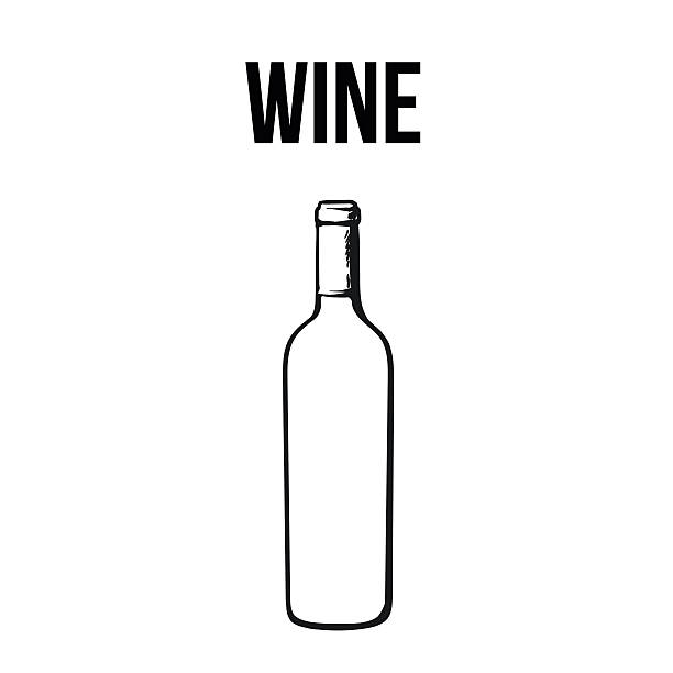 butelka czerwonego wina, izolowana ilustracja wektorowa w stylu szkicu - no label illustrations stock illustrations