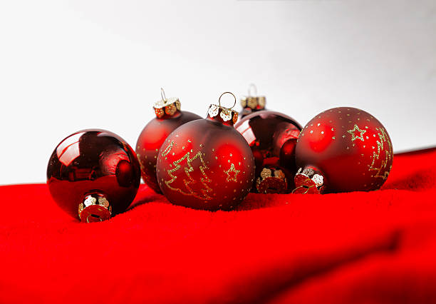 istock christmas balls on red background 626572420