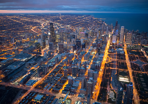 Beautiful night view of Chicago