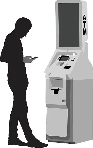 Vector illustration of Banking On Cellphones And ATMs