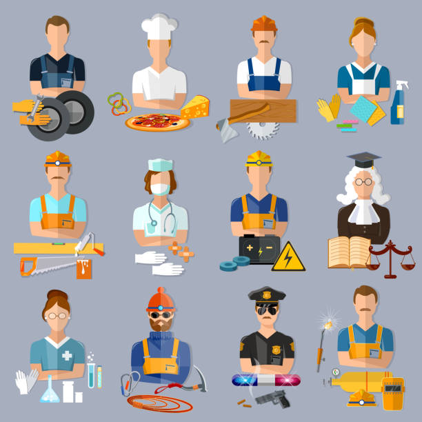Collection professions vector art illustration