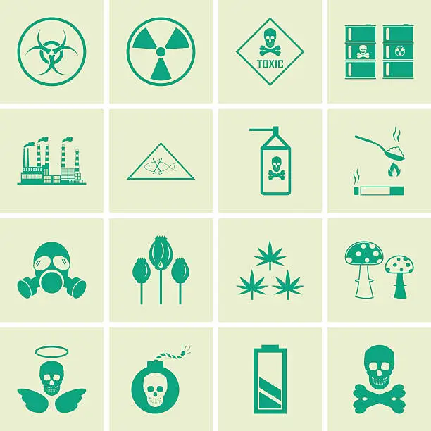 Vector illustration of Vector hazard and danger icons set