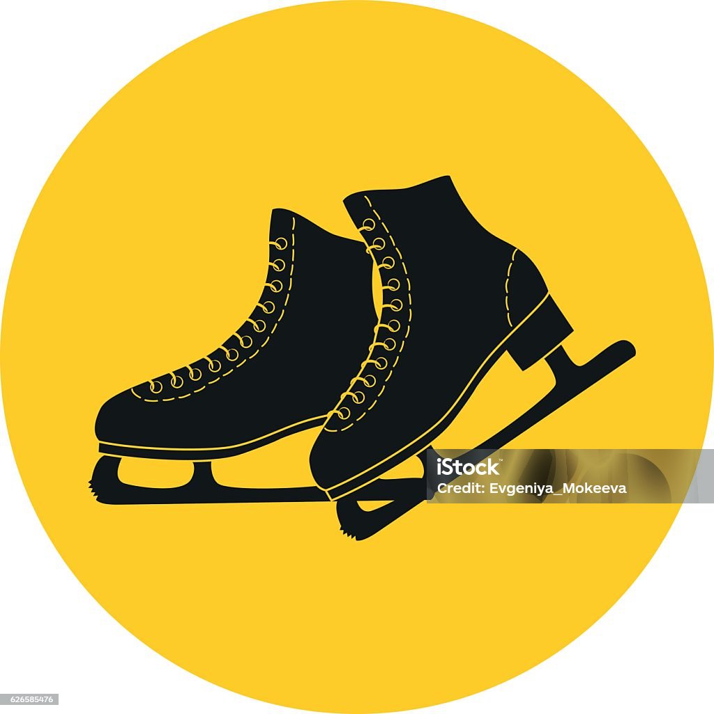 The skates icon on the yellow background. The skates icon on the yellow background. Figure skates symbol. Flat Vector illustration. Ice Skate stock vector