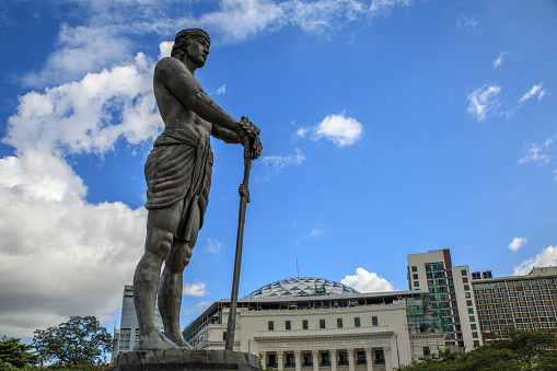 Metro Manila, Philippines - November 30, 2016: The Statue of the Sentinel of Freedom(statue of Lapu-lapu) in Luneta park