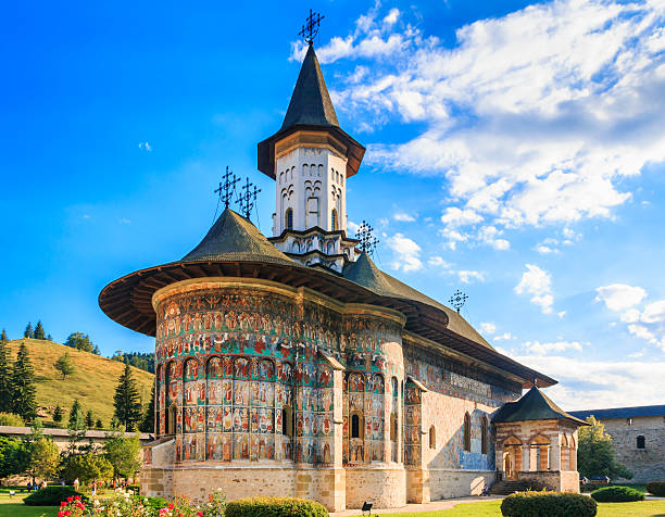 the sucevita monastery, romania. - kloster fotografier bildbanksfoton och bilder