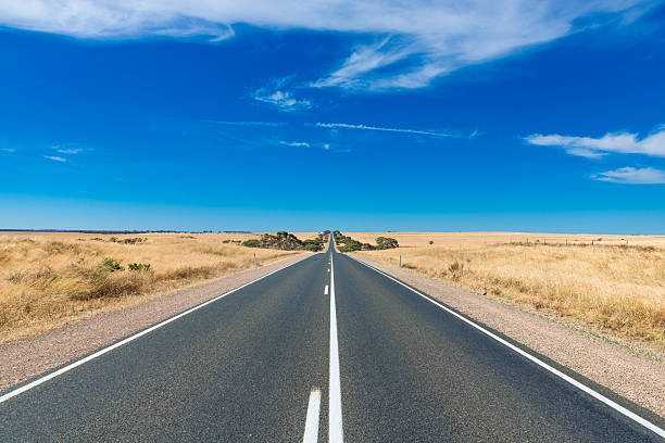 istock Straight line Australian highway in rural outback 626590276