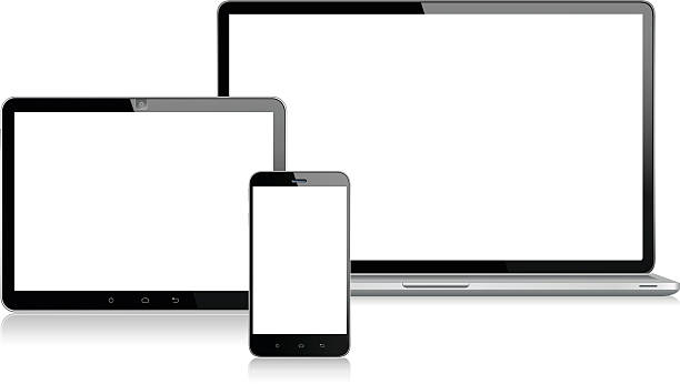 태블릿, 휴대 전화 및 노트북 - digital tablet touchpad smart phone telephone stock illustrations
