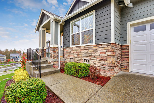 istock Gray house exterior with column porch 626605826