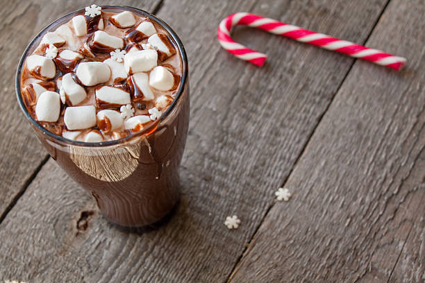istock Winter hot cocoa with marshmallows, chocolate syrup 626607194