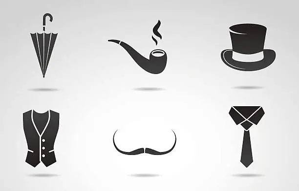 Vector illustration of Retro gentleman icon set.