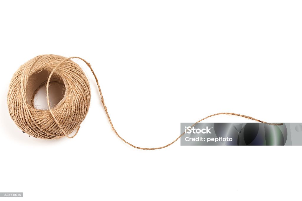 Skein of jute twine Skein of jute twine isolated on the white background String Stock Photo