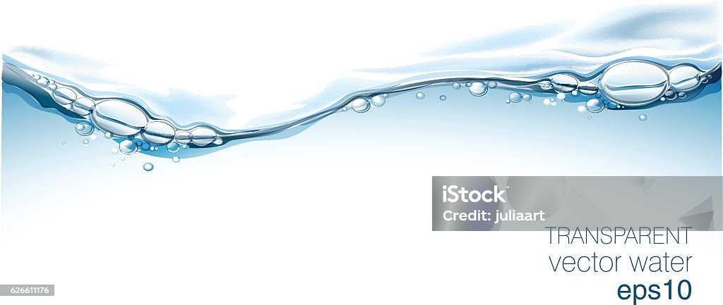 WasservektorWelle transparente Oberfläche mit Luftblasen - Lizenzfrei Wasser Vektorgrafik