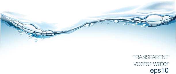 공기의 거품이있는 물 벡터 파도 투명 표면 - water wave drop splashing stock illustrations
