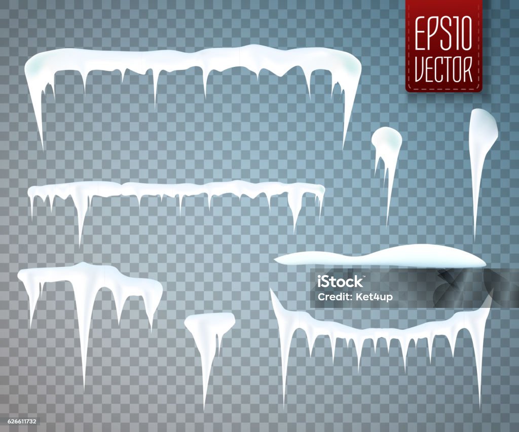 Satz von Schnee-Eiszapfen isoliert auf transparentem Hintergrund. Vektor - Lizenzfrei Eiszapfen Vektorgrafik