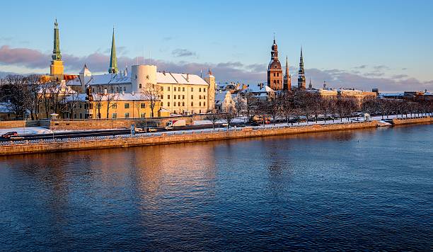 istock Winter panorama of Old Riga in the evening 626611966