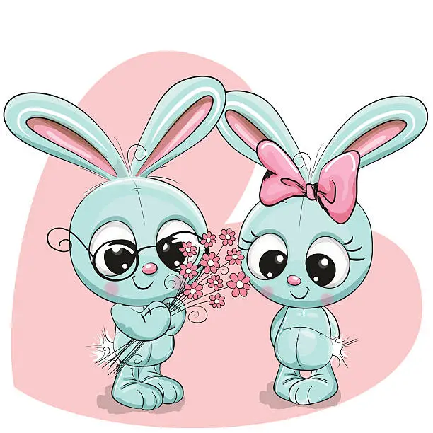 Vector illustration of Rabbit boy and girl