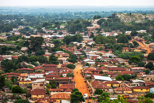 Aerial view to typical West African town.