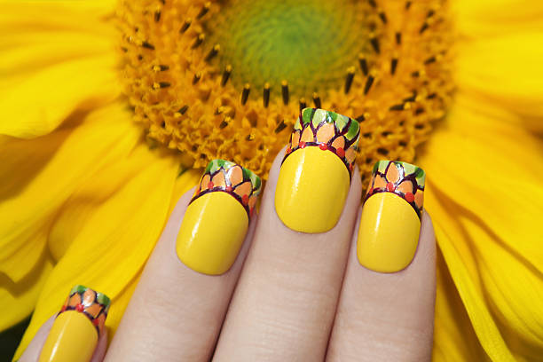 istock Yellow French manicure . 626618424