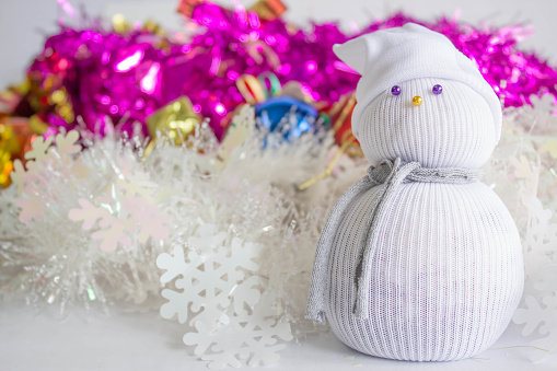 snowman handmade from sock for Chirstmas decoration