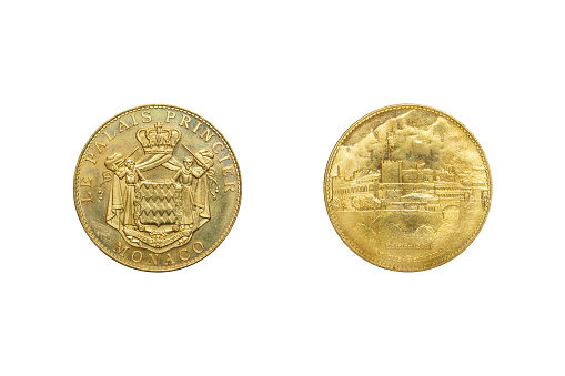 Front and back of Monaco Le Palais Princier 2011 coin with clipping path.