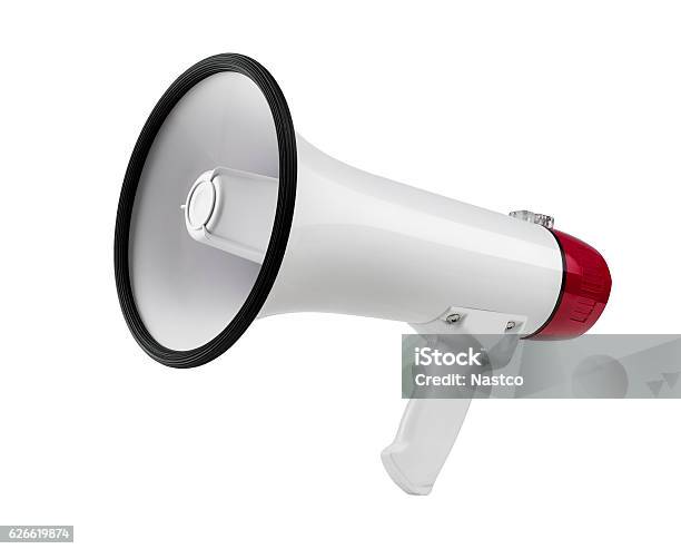 Megaphone Stock Photo - Download Image Now - Megaphone, White Background, Cut Out