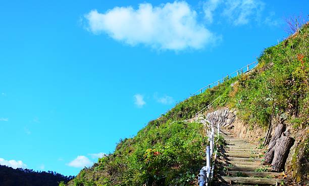 istock Walks in the mountains under the blue sky 626620728