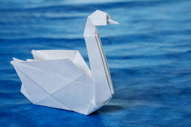 istock Origami paper white swan 626622930