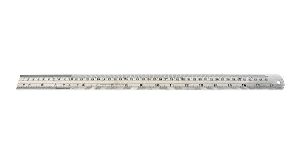 istock Long stainless steel ruler isolated on white background. 626624552