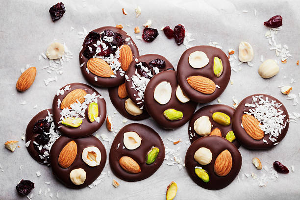 istock Mendiant traditional French chocolate candy for Christmas. Flat lay. 626626112