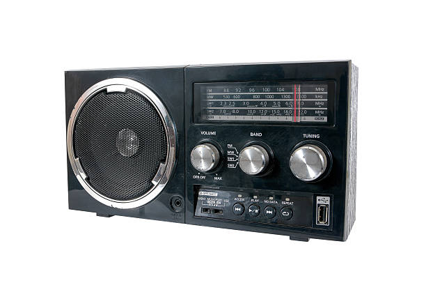 istock Black old radio isolated on white background 626636544