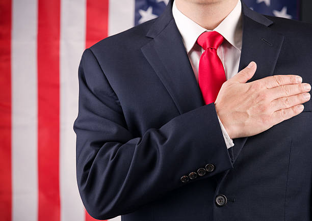 istock American Leader With Hand On Heart 626638124