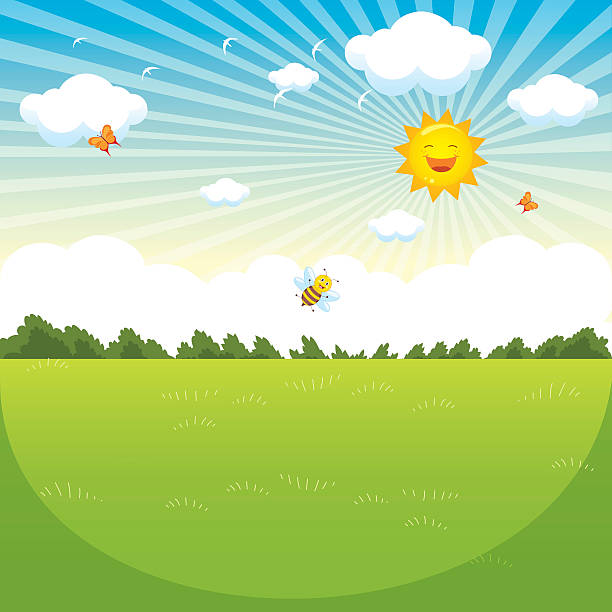 Vector Illustration Of Green Landscape Vector Illustration Of Green Landscape sunny stock illustrations