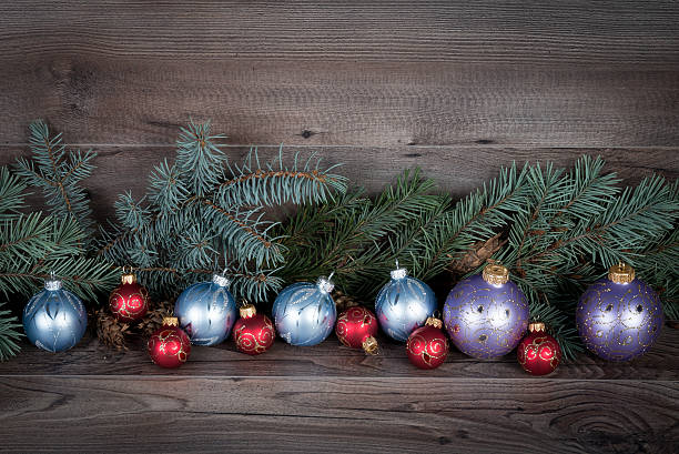 istock Christmas background with decorations on wooden board 626643860