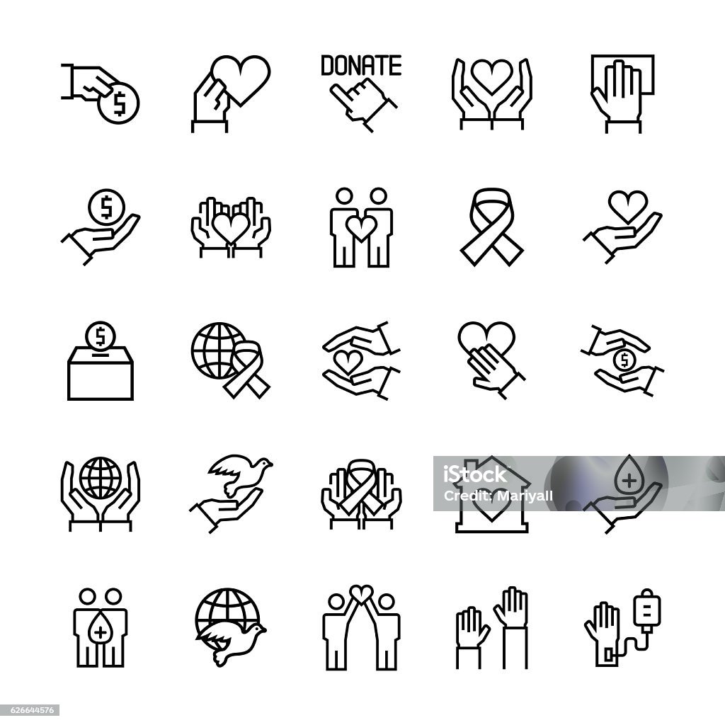 Charity, sponsorship,donation and donor icon set. Icon Symbol stock vector