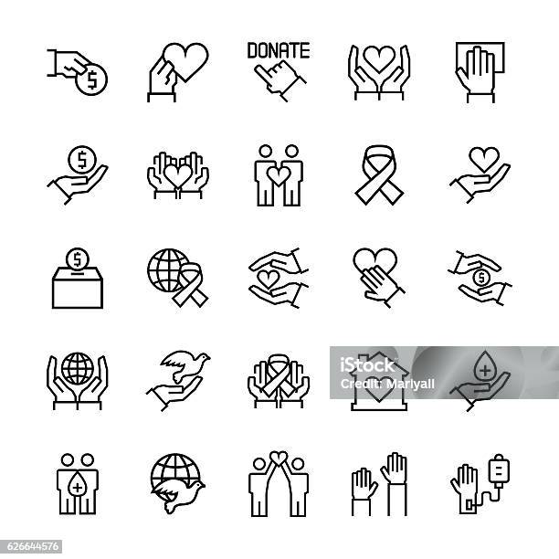 Charity Sponsorshipdonation And Donor Icon Set Stock Illustration - Download Image Now - Icon Symbol, Fundraising, People