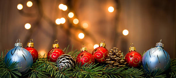 istock Christmas background with decorations on wooden board 626645022