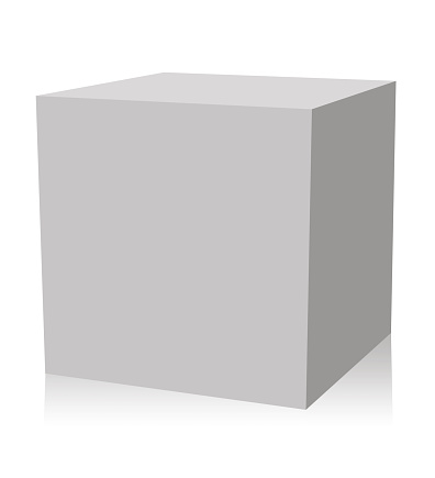 Blank gray box on white background with reflection