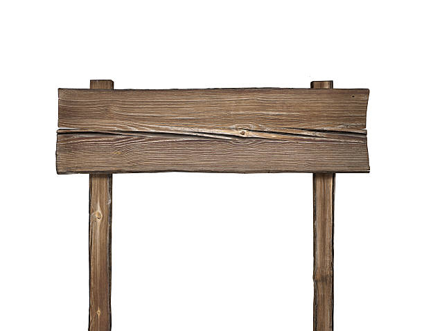 istock Wooden wide signpost on two legs on white 626647808